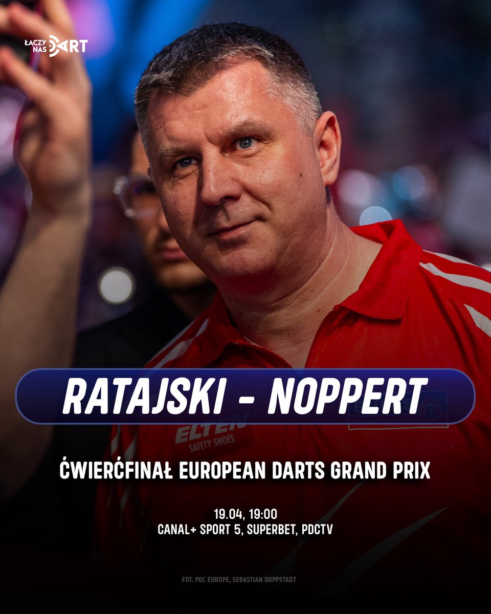 LaczyNasDart's tweet image. REWANŻ ZA MONACHIUM ⚔️

🇵🇱 𝗞𝗿𝘇𝘆𝘀𝘇𝘁𝗼𝗳 𝗥𝗮𝘁𝗮𝗷𝘀𝗸𝗶 poznał rywala w ćwierćfinale European Darts Grand Prix. Będzie nim Danny Noppert, który wyeliminował Niko Springera.

#dart #łączynasdart #pdc #ratajski