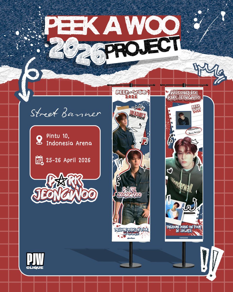 ✨ PEEK A WOO 2026 ✨

#PARKJEONGWOO Street Banner Project

📅: April 25 &amp; 26, 2026
📍: Indonesia Arena, Gate 10

Celebrate your happiness &amp; support this project by try to spot our banners, capture it &amp; don't forget to tag us. Thank you❤️

#PULSEONinJAKARTA2026 
#박정우 #TREASURE