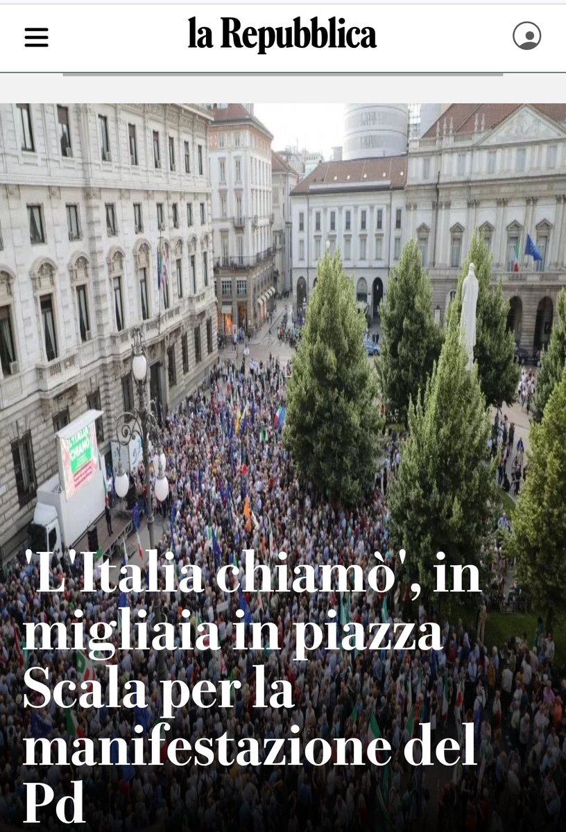 <a href="/Buendia_65/">Aureliano</a> <a href="/LimaLopes2/">midda🇮🇹</a> <a href="/OrtigiaP/">Ortigia-PR</a> Se riprendi da MARTE e quando la gente era a cercare da bere in attesa di Salvini possono sembrare ancora di meno.
Certo che se il vostro standard è Repubblica, dove in quattro, in un angolo di piazza della Scala, davanti a un palco camioncino 🤭 diventano MIGLIAIA.. (ma è il PD)