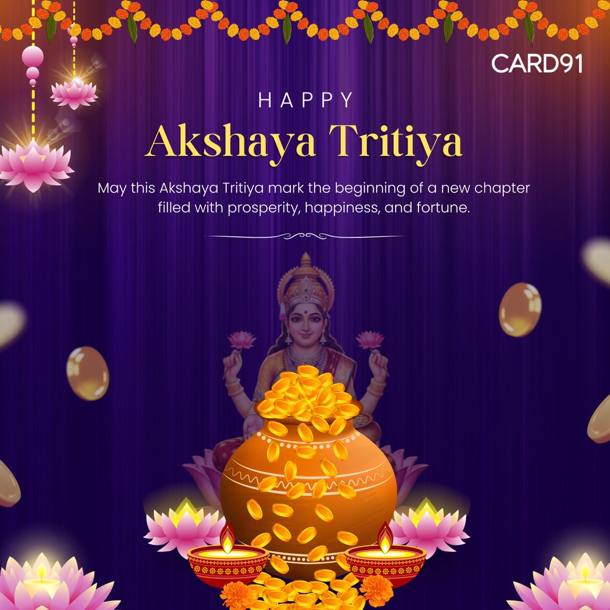 Card91HQ's tweet image. On this Akshaya Tritiya, may new beginnings lead to growth, resilience, and lasting success.

Wishing you a prosperous and meaningful Akshaya Tritiya. ✨

#AkshayaTritiya #Fintech #Payments #Growth #CARD91