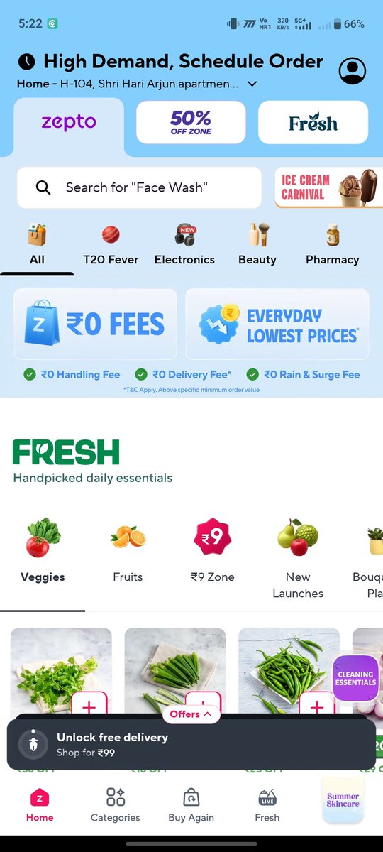 yash_tha007's tweet photo. Always showing high in demand to my pincode. What is the use of it? It is showing serviceable to the address with a same pincode which is just 200 meters away from my location , can you please tell me the logic behind it instead of copy pasting? @zeptocares @ZeptoNow https://t.co/RcISpwT7D2