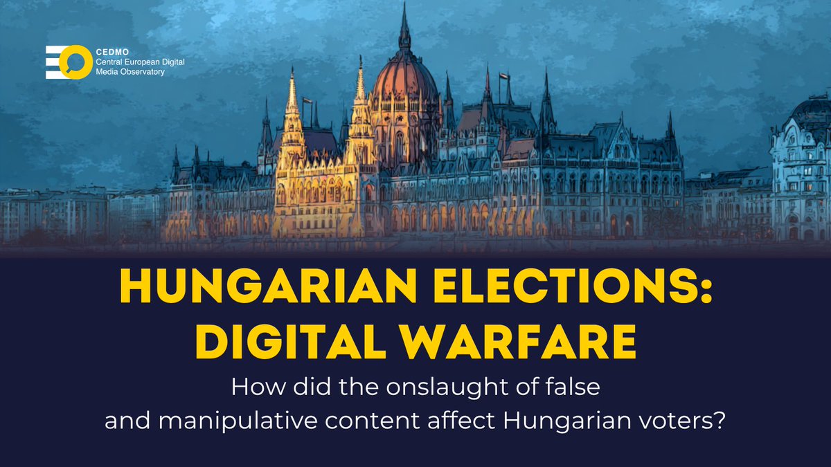 CEDMOhub's tweet photo. 🇭🇺 Digital warfare ahead of Hungarian elections⁉️

@HdmoHub experts warn of unprecedented disinformation and AI-driven manipulation shaping the online space during the election period.

Key issues:
🤖 Network of AI-generated fake profiles spreading coordinated content
🚫📢 Circumventing Meta’s political ad ban using AI-generated ads
🇷🇺 Russian-linked disinformation targeting opposition with fabricated narratives
🇺🇦 Anti-Ukrainian narratives framing Ukraine and Zelenskyy as adversaries

A growing mix of tactics contributing to online propaganda and information disorder. ⚠️

More on the CEDMO website – link below. 👇🏻