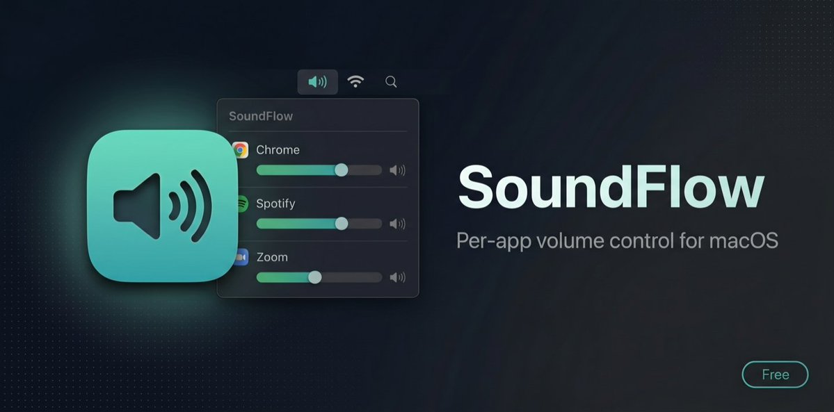 VladAutomateAI's tweet image. SoundFlow — per-app volume control for macOS.

Set different volumes for each app, route audio between devices, and manage Bluetooth audio. Built with Core Audio Tap API, runs natively from the menu bar.
Free, open for translations.

github.com/beyondthecode-…
#mac #apple #ios #app