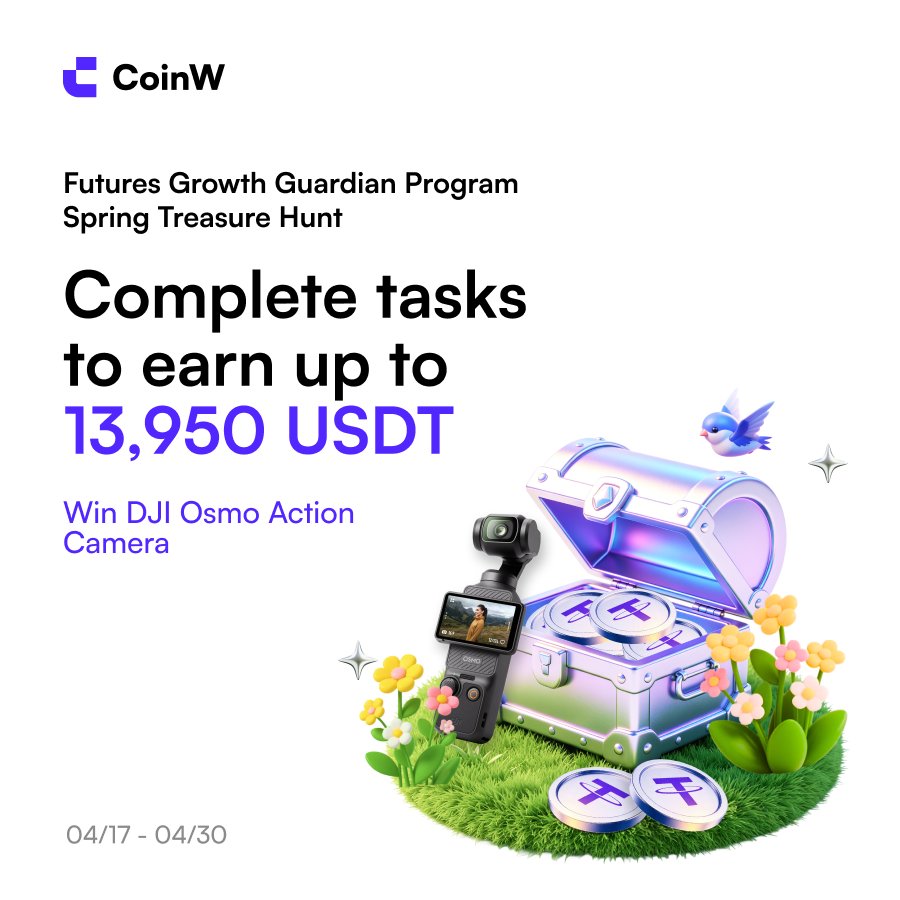 Joefed17's tweet photo. Trade futures + complete tasks = Up to 13,950 USDT + DJI Camera chance 👀

Spring Treasure Hunt is live 🌸

🥳 Simple tasks = Massive rewards  
⏳ Limited time event: 04/17 – 04/30

Who’s hunting this spring? 👇

Start now on @CoinWOfficial: https://t.co/yW4qSD26AH

#coinw https://t.co/7ATcJ6TrIG