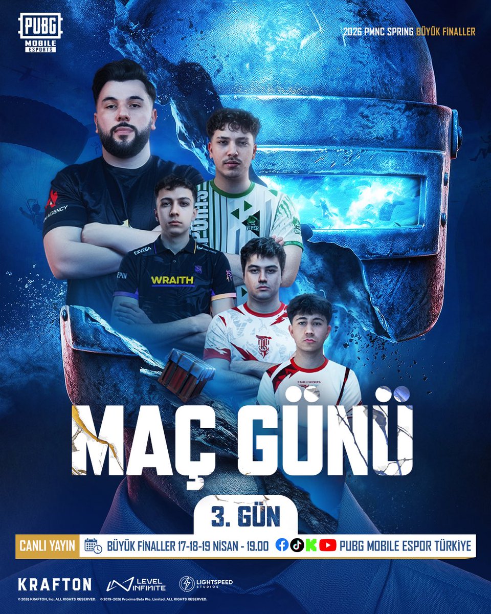 pubgm_espor_tr's tweet photo. SON ŞANS SENİN ELİNDE! 🍀
2026 PMNC Spring Büyük Finali'nin son günündeyiz!
19.00'da PUBG MOBILE Espor Türkiye kanalında görüşmek üzere! 👋
#PUBGMOBILE #PMNC https://t.co/V9RVm24M1O