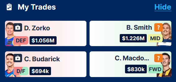 FiCan's tweet photo. Deelirious Round 6 #AFLFantasy scoring

Score: 2105 
RR: 13055 
OR: 4119 📈

Line goes up for overall rank, but not as fast as I'd hoped. Paid up for the big gun who rewarded me. Second trade was a bit of a flop but hopefully bounces back next week. https://t.co/4JfwkAXEqx