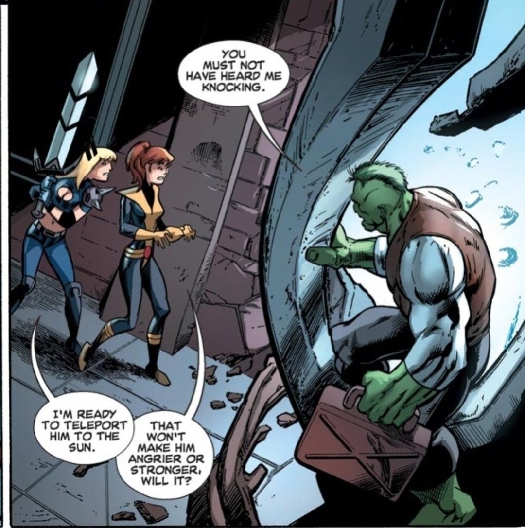 steppingdisks's tweet photo. That time when Kitty Pryde and Magik met the Hulk. (Hulk #9) https://t.co/xtdM0Aen18