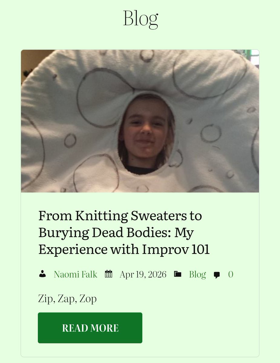 naomifalk's tweet image. 🚨 New Blog Post!! 🚨
Did I really go to an improv class?
YES AND then I wrote about it :) 
Check it out: naomifalk.com/blog 
#blog #writing #writingcommunity #writingtwt