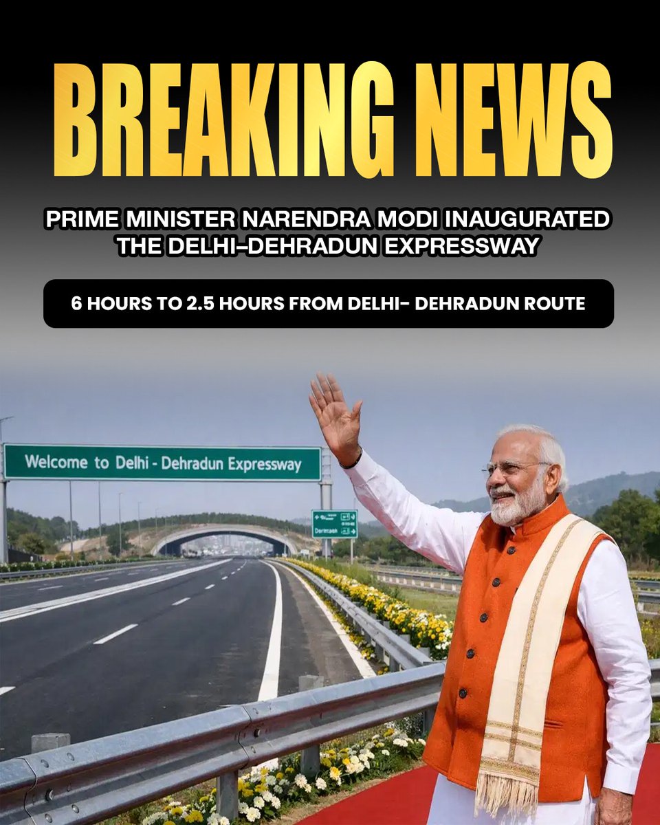 RAVSInfra's tweet image. 🚨 Breaking Infrastructure Boost for North India! 🚨

🇮🇳 Prime Minister Narendra Modi has inaugurated the iconic Delhi–Dehradun Expressway — a game-changing project that’s set to transform connectivity, travel time, &amp;amp; real estate growth!
#DelhiDehradunExpressway #RealEstateGrowth