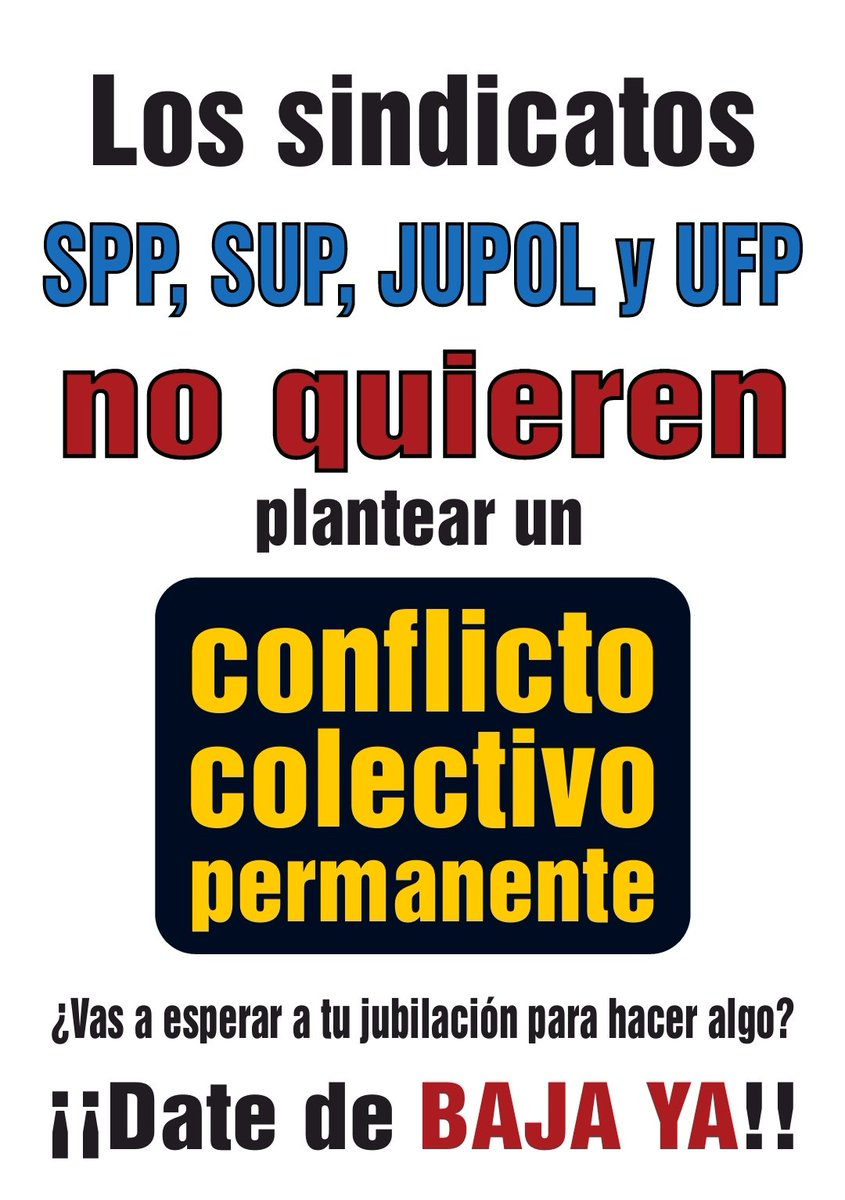 <a href="/NatanEspinosa2/">Natán Espinosa</a> Y eso aliándose con otros como:
CSIF prisiones
ATME Militares
Vox 
Etc...

Otros ni escuchan ya sus ofertas para manifestaciones y PAPELONES ( fotitos, selfies y 💩💩)

Que planteen de una puñetera vez, si tienen 🥚🥚 #ConflictoColectivoPermanente para lograr la #EquiparaciónYa