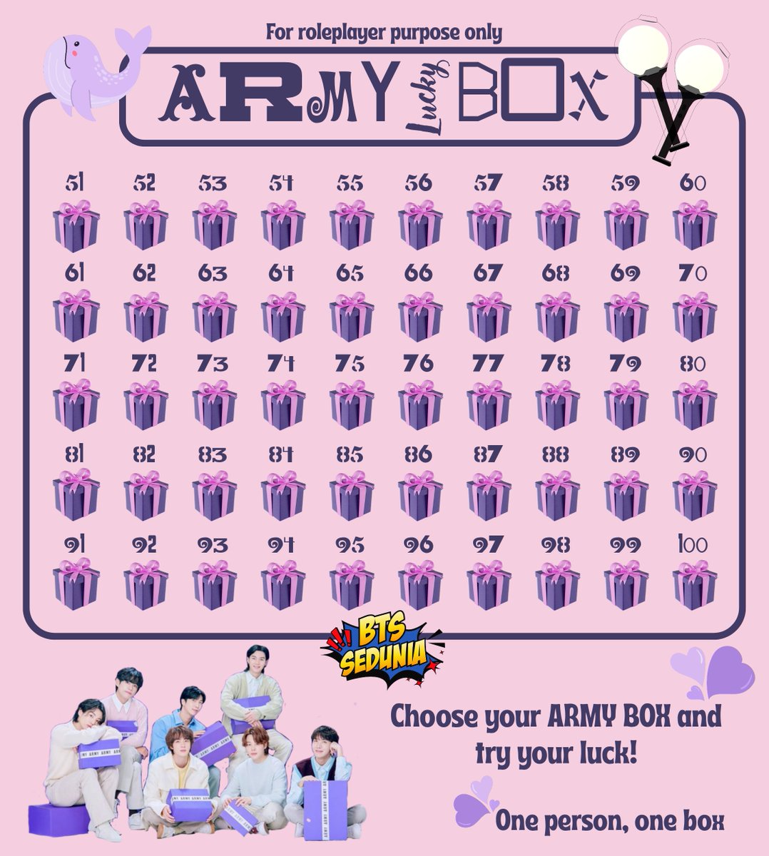 BTS_Sedunia's tweet photo. Pick your ARMY BOX and let the luck decide! 💜✨ What surprise awaits you? Let’s find out together! 🎁 https://t.co/aoYHAHfbBO