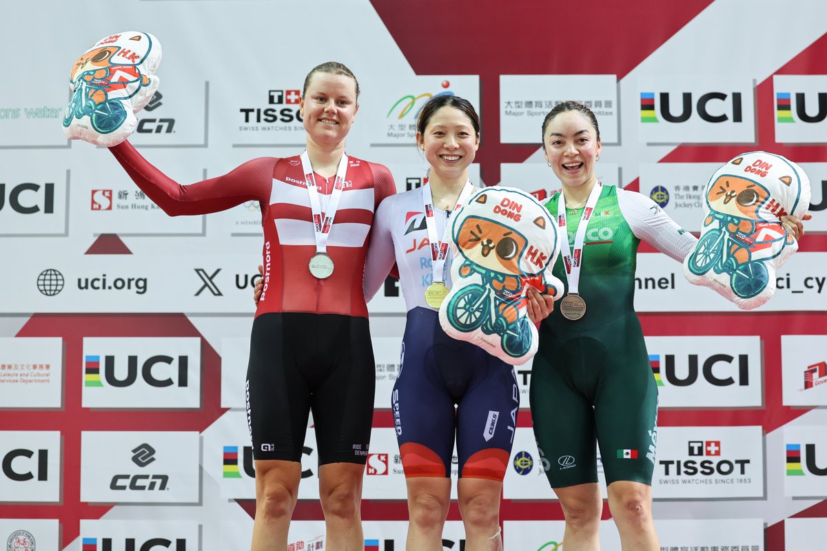 Women's Omnium podium

🥇 🇯🇵 Tsuyaka Uchino
🥈 🇩🇰 Amalie Dideriksen
🥉 🇲🇽 Yareli Acevedo Mendoza

#TrackCycling #TrackWC