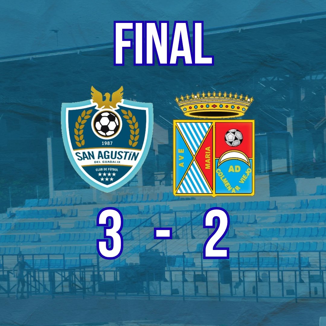 Primer Equipo | Primera Autonómica ⚽

⏰ FINAL

HONOR DE ESTE EQUIPO. Victoria trabajada durante más de 100 minutos.

<a href="/CF_SanAgustin/">CF San Agustín</a> 3️⃣-2️⃣ <a href="/adcolmenarviejo/">A.D. Colmenar Viejo</a>  

#ElFinalFeliz ☺️🔚