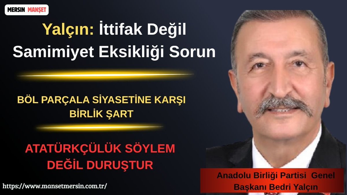 mersintrend's tweet image. Bedri Yalçın: Çağrı önemli ama samimiyet şart 

mansetmersin.com.tr/?p=6519

 #ABP #AnadoluBirliğiPartisi #BedriYalçın #gündem #Mersin #Dünya 

@abppartisi @BedriYa09635068