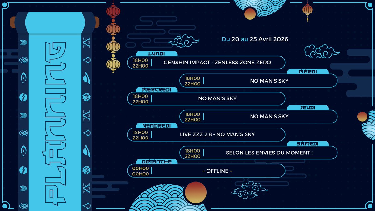 Mathmonstream's tweet photo. Planning du jour, bonjour ~

Au programme cette semaine :

Genshin, ZZZ, Live ZZZ 2.8, No Man's Sky !

Prenez soin de vous et une bonne semaine 💙

#twitch #stream #genshinlmpct  #zzzero #nomanssky https://t.co/CzWL1WNH15