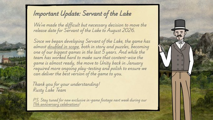rustylake_kr's tweet photo. 러스티 레이크 내부 개발 타임라인이 점차 명확해지며 Servant of the Lake 업데이트를 드릴 수 있게 되었습니다! 🙏 

보내주시는 응원에 진심으로 감사드리며, 11주년 기념 인게임 컨텐츠와 앞으로 다가올 소식을 기대해주세요!🎂📲

자세한 내용은 댓글을 참고해 주시기 바랍니다⬇️ https://t.co/eSJqj97cS3