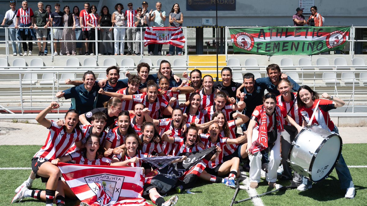 AthleticClubFem's tweet photo. 🥳  𝗧𝗫𝗔𝗣𝗘𝗟𝗗𝗨𝗡𝗔𝗞!

¡SOMOS DE PRIMERA FEDERACIÓN!

El #AthleticClubFem B gana frente al @MadridCFF y se proclama campeón de liga.  

🔝  ZORIONAK NESKAK! Lan itzela! 

#AthleticClubFem  🦁 https://t.co/TkULCOHwGq