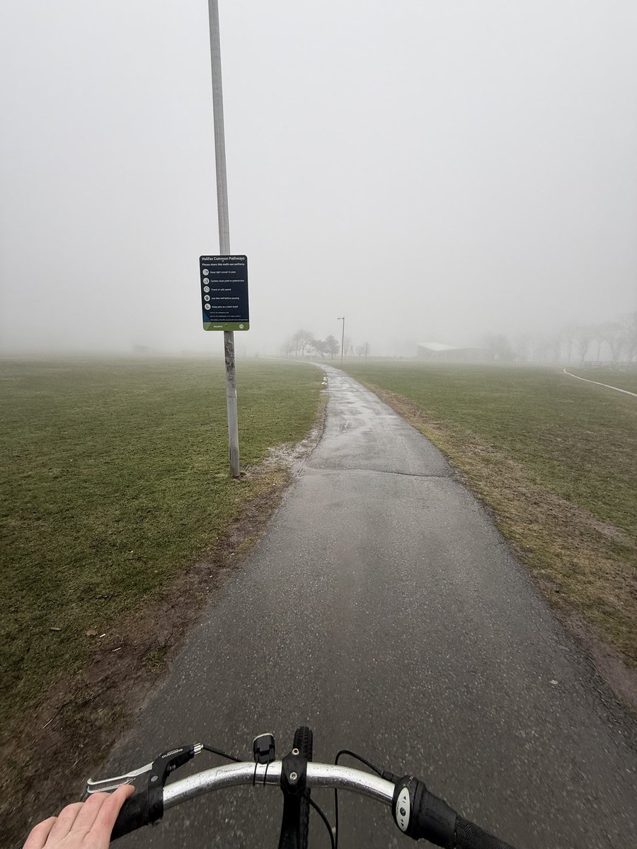 jacktluke's tweet image. Foggy morning biking through the Commons #halifax