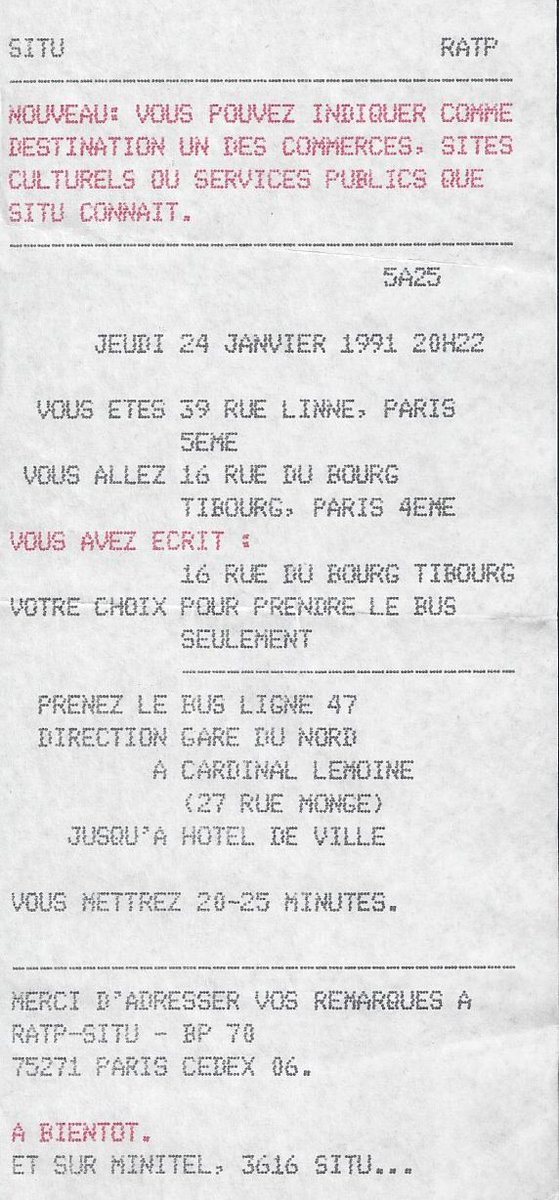 SmileyTrains's tweet image. Janvier 1991 
Bien avant les applis d'itinéraires des transports, IDFMobilités, CityMapper et autres, les bornes #SITU de la #RATP ! 👍