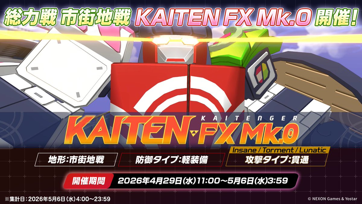 カインさんに取り引ききまりました。 新情報⑰】 総力戦「KAITEN FX Mk.0」の開催が決定しました！ 今回開催