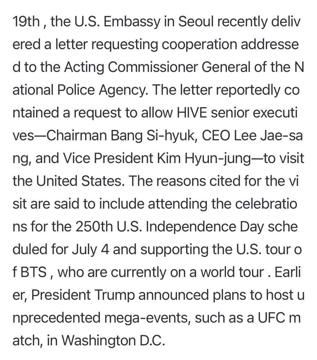 So not just bang Shi hyuk but HYBE CEO Lee Jae sa is also banned from traveling, and they’re using BTS and trumps 4th of July celebration as an excuse to get their travel bans revoked