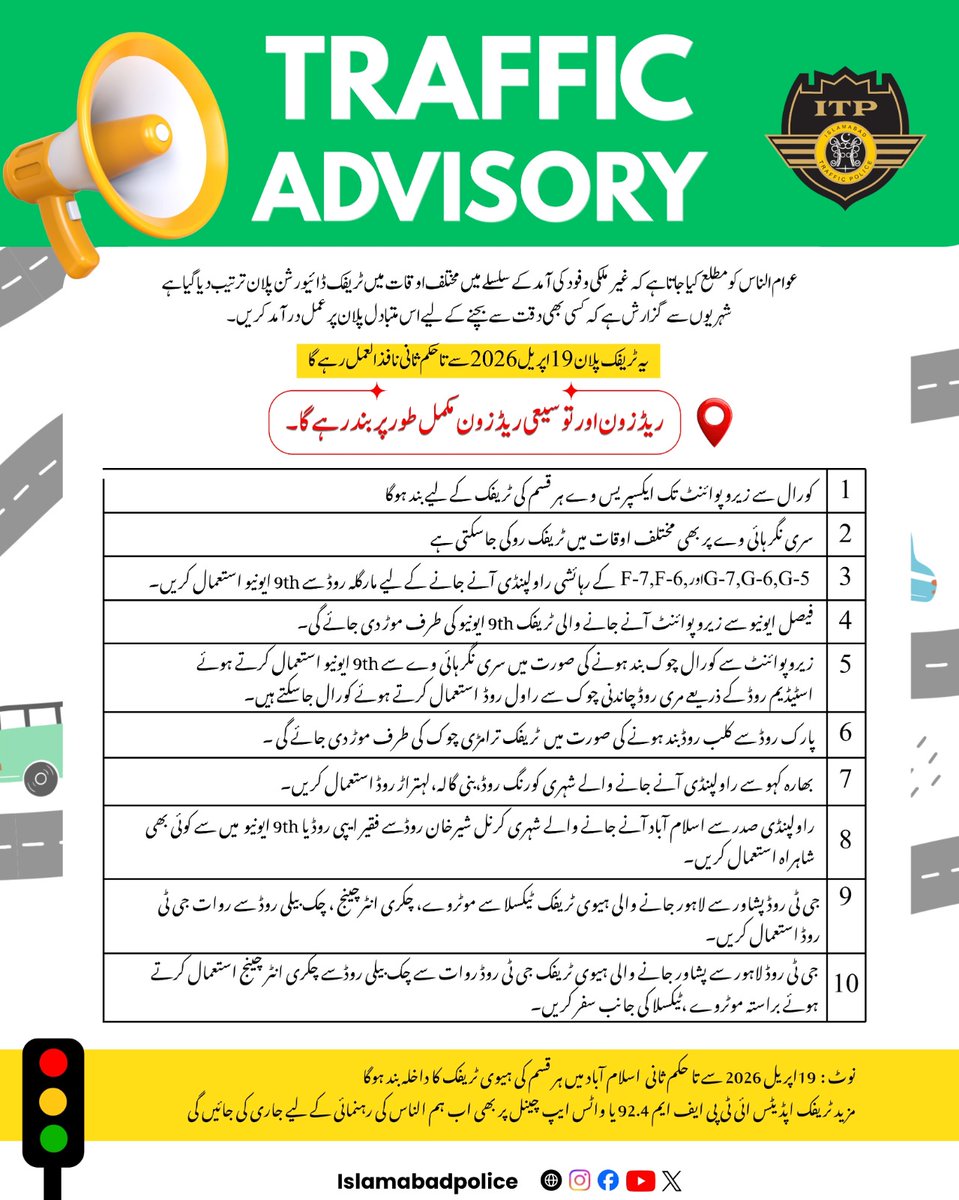 KalyarShawaiz's tweet image. #Attention : Traffic Diversion plan for Residents and visitors of Islamabad