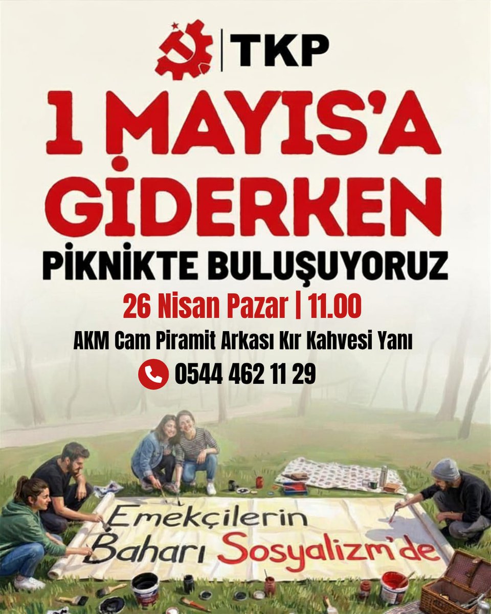 🚩1 Mayıs'a giderken piknikte buluşuyoruz!

📌 26 Nisan Pazar | 11.00 

AKM Cam Piramit Arkası Kır Kahvesi Yanı 

📞 0544 462 11 29