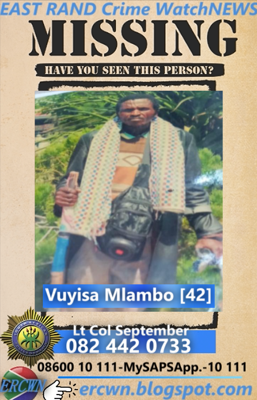 cbdoilRSA's tweet image. [MISSING PERSON] Tsolo police are appealing to community members for assistance in locating 42-year-old Vuyisa Mlambo, who went #missing from his home in Mbutho locality on Monday, 13 April 2026, at approximately 05:30, and has not been seen since.

At the time of his