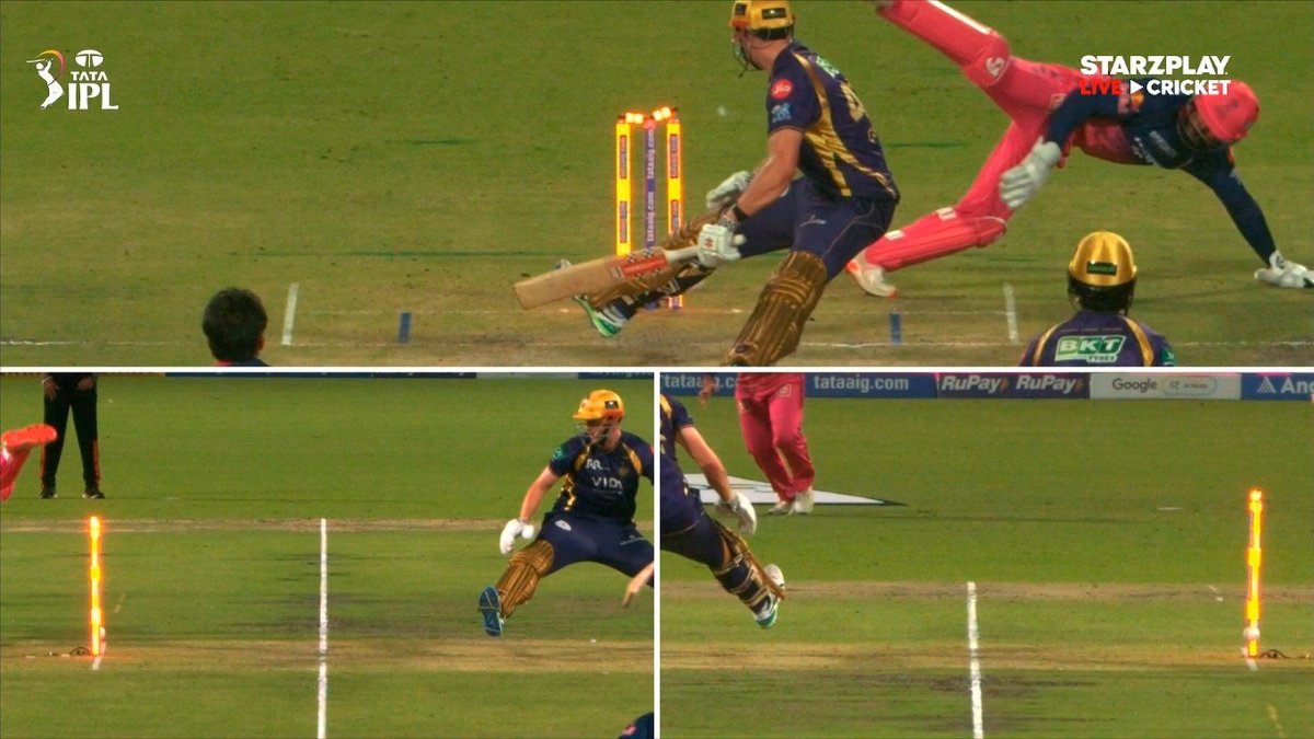 lightningspeedk's tweet image. Jurel does a Dhoni!

#KKRvRR #Kolkata #IPL #DhruvJurel #CameronGreen