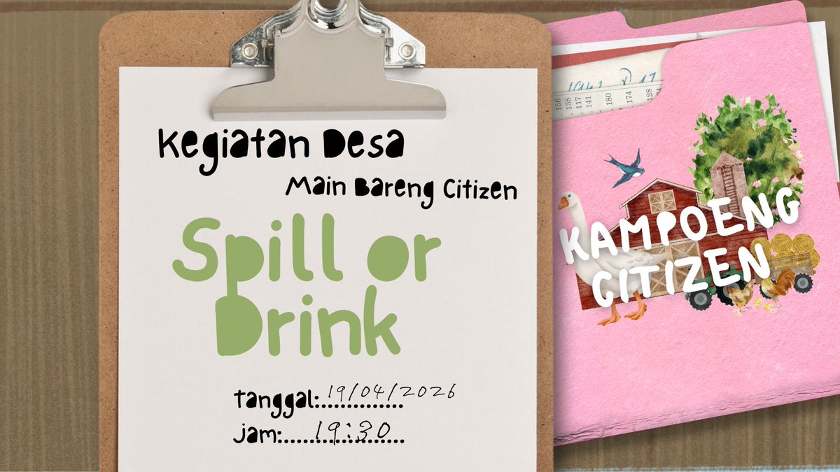 subKAMPOENGCTZ's tweet photo. ⠀⠀
⠀⠀ ⠀⠀
📢 diberitahukan untuk warga “𝘚𝘪𝘯𝘪 𝘔𝘢𝘪𝘯 𝘋𝘶𝘭𝘶!”

⠀⠀🎮 : SOD
⠀⠀🗓️ : Minggu, 19 Apr 2026
⠀⠀⏰ : 19:30 

𝗥𝗘𝗣𝗢𝗦𝗧 untuk ikut meramaikan kegiatan 𝗞𝗮𝗺𝗽𝗼𝗲𝗻𝗴 𝗖𝗶𝘁𝗶𝘇𝗲𝗻!

⠀⠀ https://t.co/wqiMH3LG9g