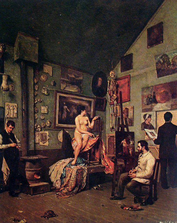 José Ferraz de Almeida Júnior 
-Studio in Paris, 1880