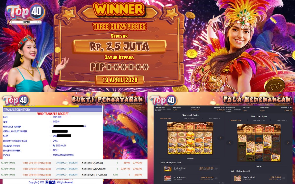 Top4d_Official's tweet photo. Welcome slot yang lagi gacor hanya di TOP4D 
terbukti gacornya dan terpercaya
Link : https://t.co/oMNxl3V7l4 
#top4d #buktiwd #jackpot #slotgacor #polaslot #polagacor #rtpupdate #pragmaticplay #pgsoft #gatesofolympus #mahjongways #wildbandito https://t.co/40rvfhMUPR
