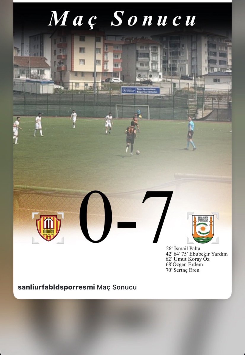 isaisaguzel's tweet photo. Malatyaspor :0 

Şanlıurfa Büyükşehir Belediyespor’umuz: 7 

Tebrikler 👏 https://t.co/wgMCZtjrE6