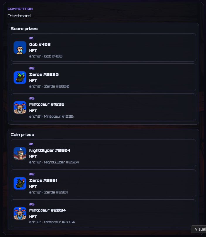 RealDarkFather's tweet photo. The PrizeBoard is up!

Wanna win some cool shit? 

Go play MineKart Madness! https://t.co/wS7X3UiKf5

Only on @apecoin @ApeChainHUB 

@GobsOnApe @ZardsNFT @nightglyders @mintotaurs
    are all up for grabs!

2 ways to play:

- Grind Coins...
   get as many as you can!

- High Score... beat everyone else!

[all quoted from a Uncle Mac post]

🦍⛓️🔝