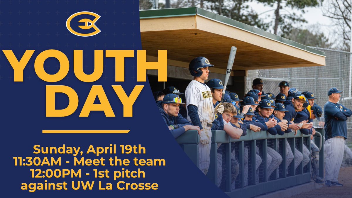 UWECBaseball's tweet photo. We are back at home today against UWL. First pitch at 12pm at Carson Park. All kids are invited to meet the team before the game. https://t.co/TfLvqgnMew