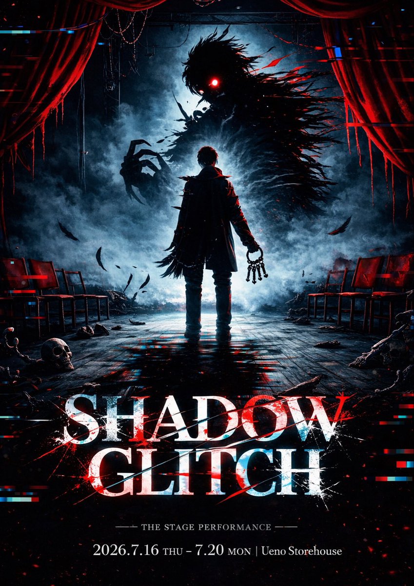 【📢お知らせ】

第6回本公演 Ad-Colors
「Shadow Glitch」
🗓7.16(木)〜7.20(月) ❤️💚リサユイ出演
📍上野ストアハウス

🎟チケット
・S席(最前) ¥7,000
💠推しキャストアクキー付(全3種)
⚠︎各公演12席限定
・A席 ¥5,000
▶6.11(木)19時〜

#舞台グリッチ