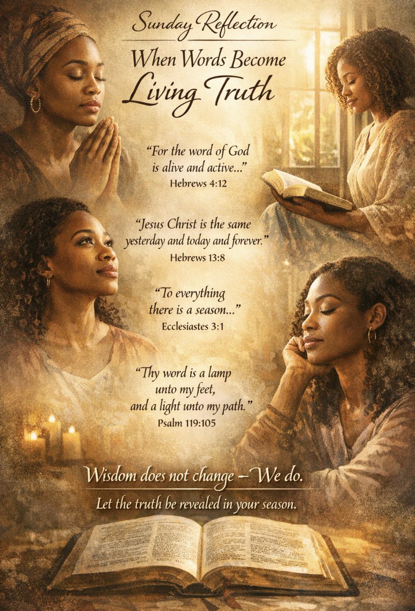 OdessaOya's tweet image. Some words we read…
and some words read us.

Just like the Holy Bible, the Word meets us differently in every season.

“Alive and active…” (Hebrews 4:12)

Wisdom doesn’t change—we do.
Be still. Let it speak. ✨

#SundayReflection #BeStillAndKnow #share