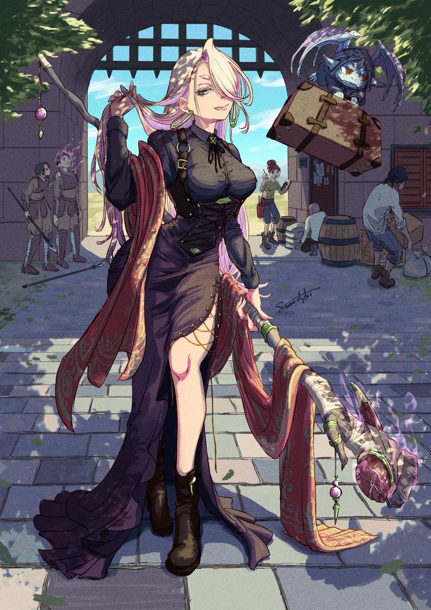 OC立ち絵として描き始めたから構図がやや単調になったけど、表情で背景を思いついたので１枚絵に変更😋
物語はそれぞれ想像して楽しんでもらえると嬉しいです✨
#絵柄が好みって人にフォローされたい
#イラスト #illustration 
-魅了-