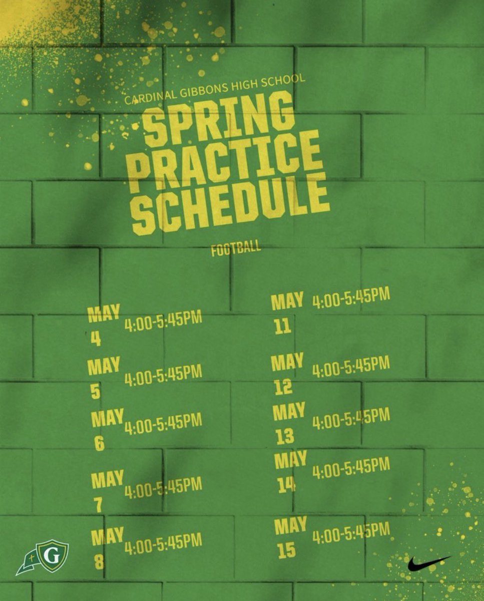 Brockphilli1's tweet photo. 2026 Spring Ball Schedule ❗️❗️❗️
@football_cghsnc @BillLiedy @DrStevenWright @CoachDrew__ https://t.co/RkWDEu5oKB