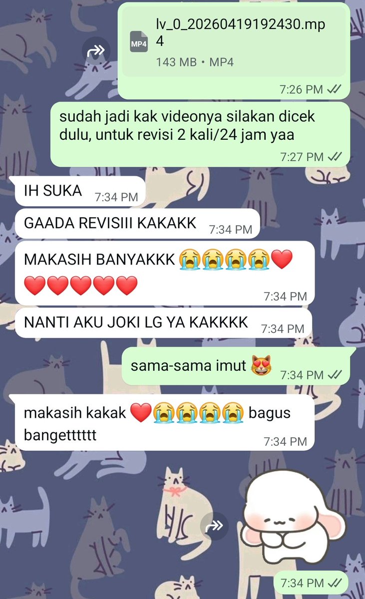sini-sini pake jasa edit videoku, aku bantu sampai sesuai yang kamu mau, bukti dari salah satu si imut