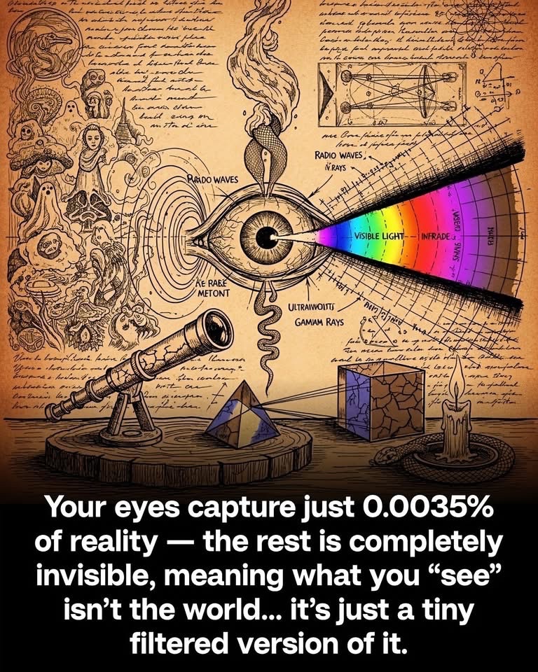 THIS REALIZATION DOESN'T WEAKEN YOUR SENSE OF REALITY, IT EXPANDS IT

Long before modern science put numbers to it, there were thinkers who quietly suspected that human perception was incomplete. 

They believed the eyes were not tools of truth, but tools of survival designed to