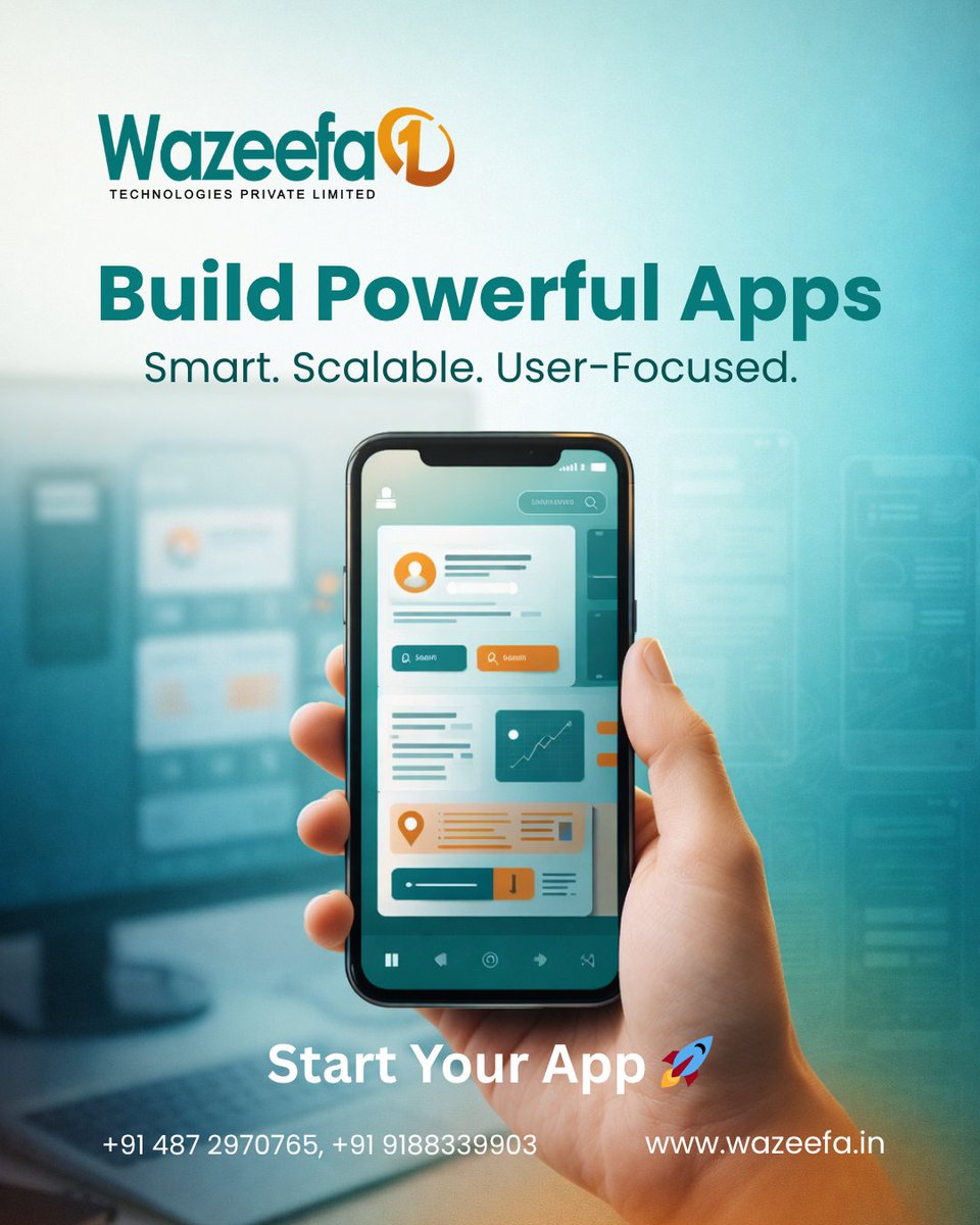 Wazeefa1India's tweet image. Ready to turn your app idea into reality? 🚀
Build smart, scalable mobile apps with Wazeefa1 Technologies.
wazeefa.in/mobile-applica…

#AppDevelopment #DigitalGrowth