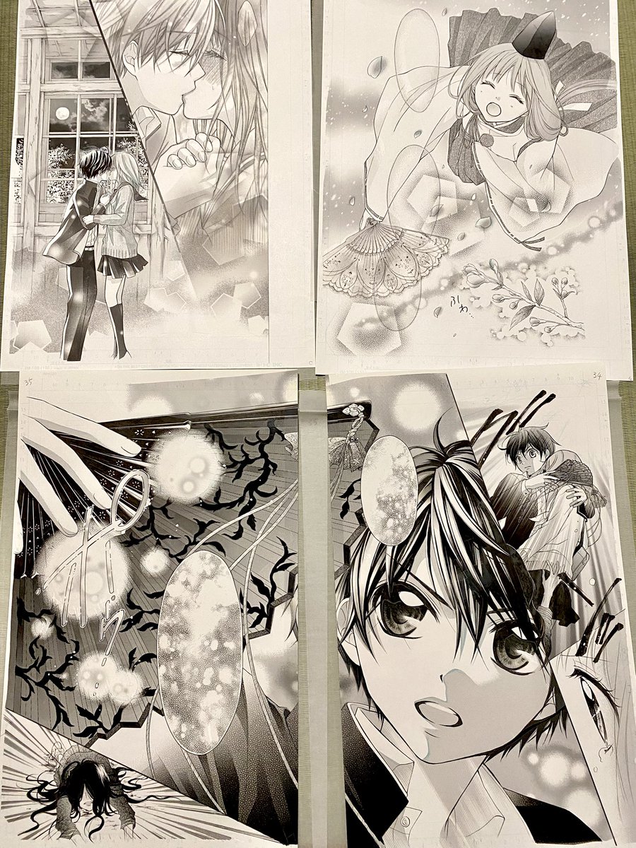 原画展で飾っていただいた原稿たち、戻ってきましたー(✌︎ '꒳' ✌︎)✨️✨️✨️おかえり!たくさんの方に見てもらえてほんとによかったね🩵🩷 