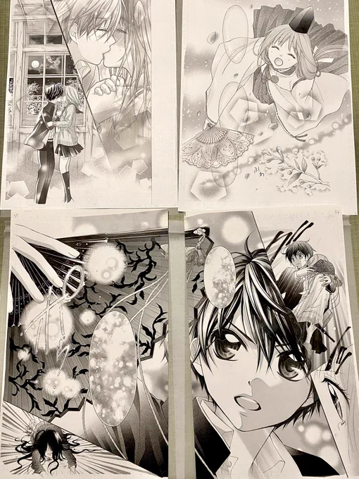 原画展で飾っていただいた原稿たち、戻ってきましたー(✌︎ '꒳' ✌︎)✨️✨️✨️おかえり!たくさんの方に見てもらえてほんとによかったね🩵🩷 