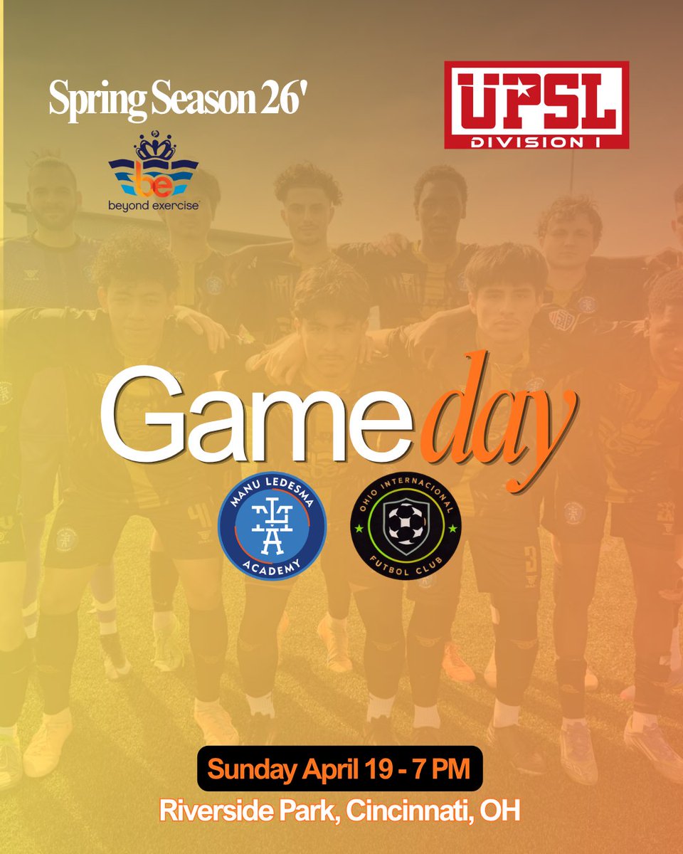 LedesmaAcademy's tweet photo. โฝ๐ฅ GAMEDAY! ๐ช
๐ Ohio Inter II
๐ Riverside Park, Cincinnati, OH
๐ 7 PM
Vamos, MLA! ๐
#ManuLedesmaAcademy #DivisionI #HomeOpener #UPSL https://t.co/xW75o8jL6A