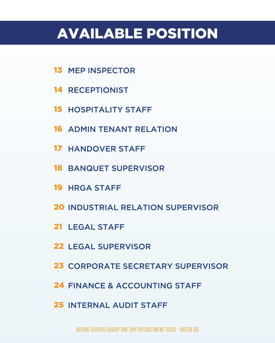 karirspace's tweet photo. Agung Sedayu Grup lagi open hiring!

For another opportunity, check our new website career: https://t.co/Gj2HQ94w8R https://t.co/jle0B5v5gD