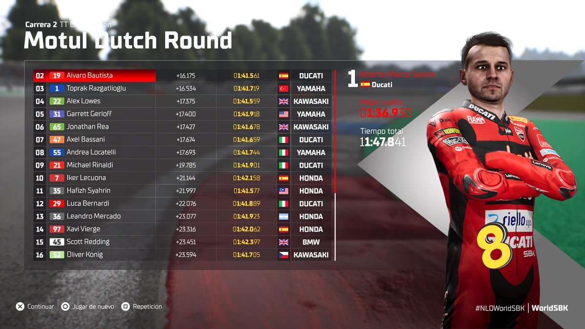 alberto_marco8's tweet image. VICTORIA INCREÍBLE en la #Carrera2 de #WorldSBK 🏁 @WorldSBK @fim_live #FIM en #DutchWorldSBK 🇳🇱 #PaísesBajosDAZN #SBK22 @MilestoneItaly @DAZN_ES #Ducati #DucatiLenovo #ForzaDucati @ducaticorse #WorldSBK2026 #AlbertoMarco #AlbertoMarco8 #AM8 #AM8Live #PS5Share VVAAMMOOSS!!