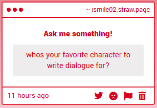 iSmile_02's tweet photo. liam's always a blast to write because of all his silly and bizarre british mannerisms
kara's also fun to write because she's even sillier but also very relatable
hell all the world builders peeps have been fun to write so far. can't wait to do more dialogue for BL and DR https://t.co/CblVz0uWBP