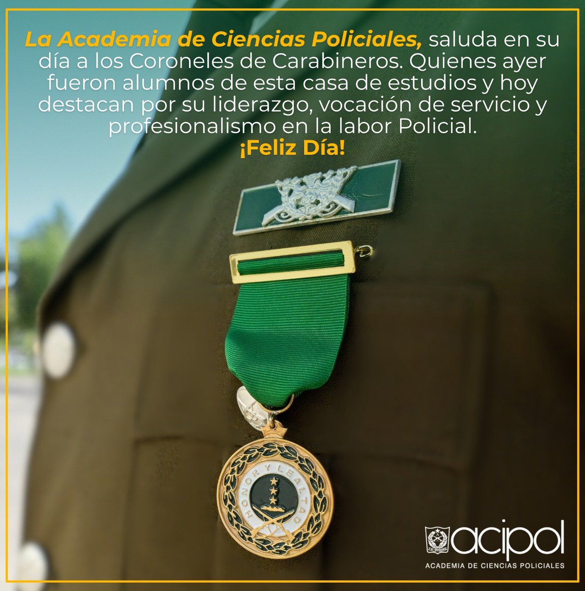 Nuestra Academia saluda a los Coroneles de #CarabinerosDeChile , destacando su liderazgo y vocación de servicio. Su trayectoria honra el compromiso de quienes han dedicado su vida a la seguridad y bienestar de la comunidad.
