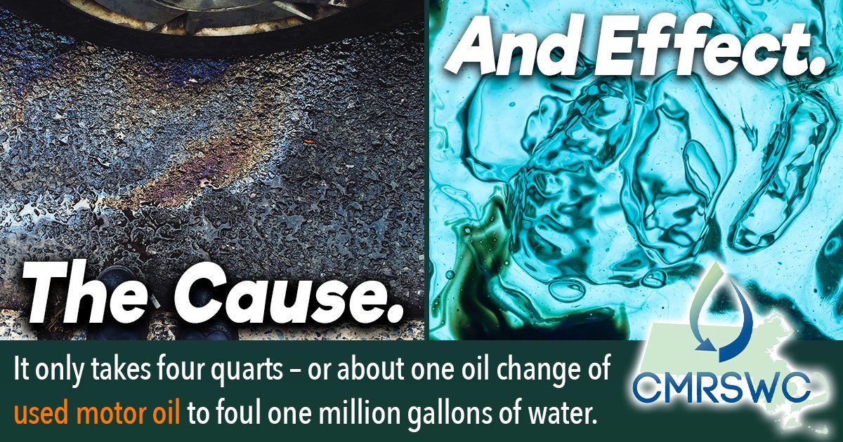 MAStormH2O's tweet image. A small spill can have a big impact 🚗💧

Just one oil change worth of used motor oil can contaminate up to one million gallons of water

Dispose of it properly—never on the ground or in a drain

#Stormwater #CleanWater #MS4